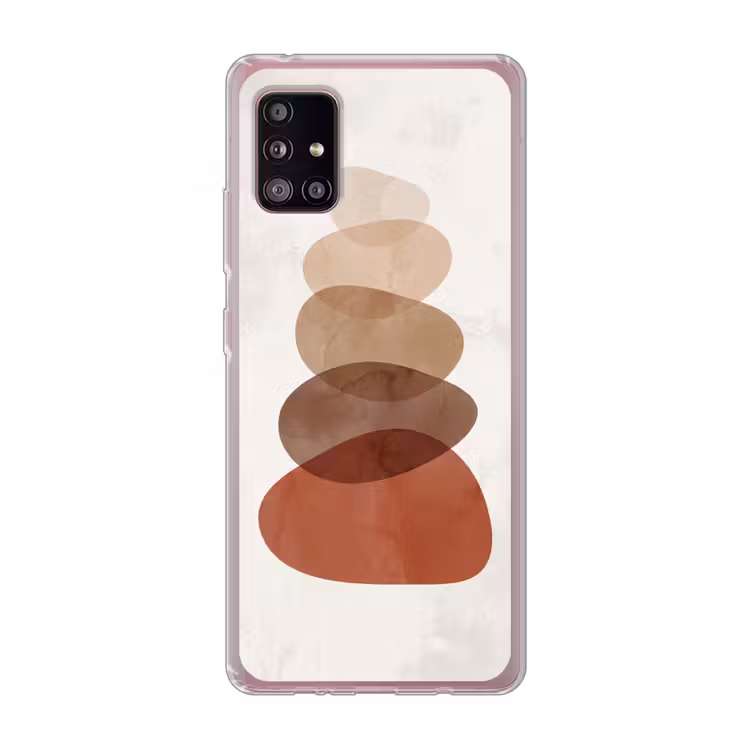 Abstractie - Gestapeld - Balans - Modern - Aardetinten Telefoonhoesje Samsung Galaxy A51 5G klein -3d