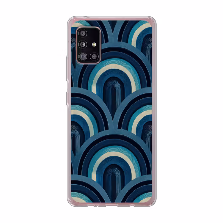 Bogen - Geometrisch - Patroon - Blauw - Retro Telefoonhoesje Samsung Galaxy A51 5G klein 373 -3d