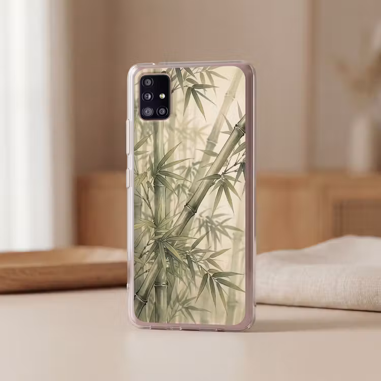Bamboe - Bladeren - Aziatisch - Groen - Natuur Telefoonhoesje Samsung Galaxy A51 5G klein -sfeer2
