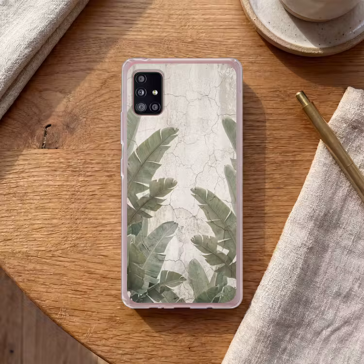 Bananenbladeren - Beton - Groen Telefoonhoesje Samsung Galaxy A51 5G klein -sfeer1