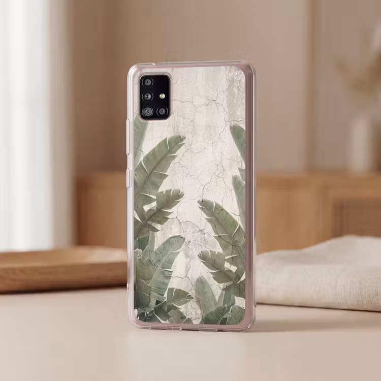 Bananenbladeren - Beton - Groen Telefoonhoesje Samsung Galaxy A51 5G klein -sfeer2