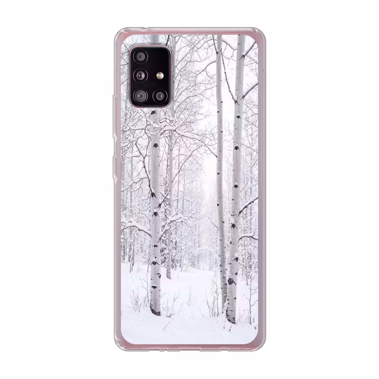 Berkenbomen - Sneeuw - Winter - Bos - Wit Telefoonhoesje Samsung Galaxy A51 5G klein -3d