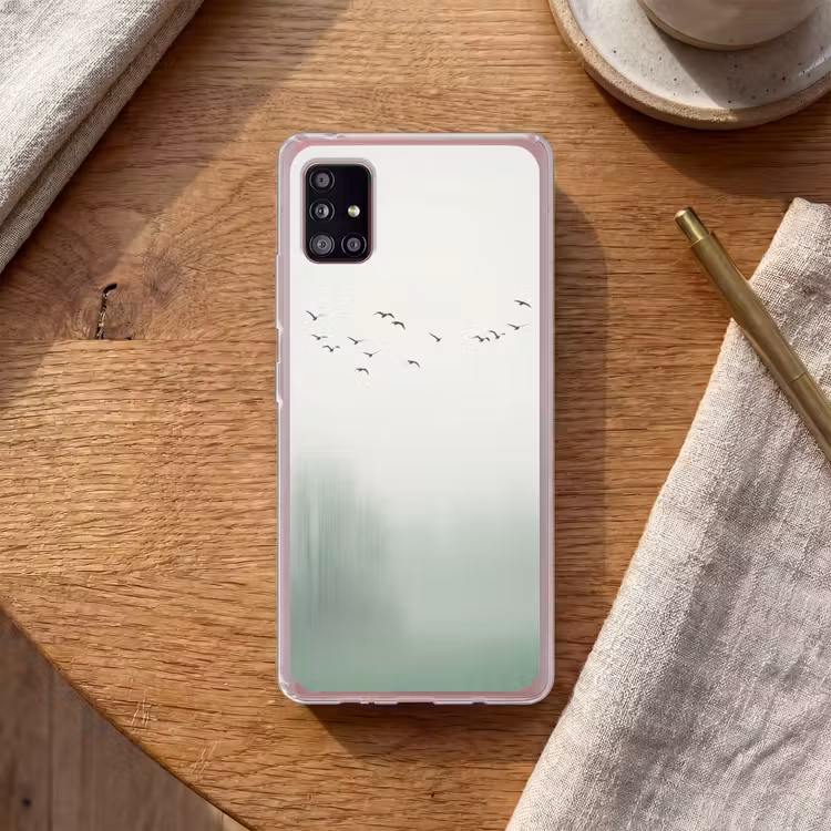 Vogel - Vlucht - Natuur - Minimalistisch Telefoonhoesje Samsung Galaxy A51 5G klein -sfeer1