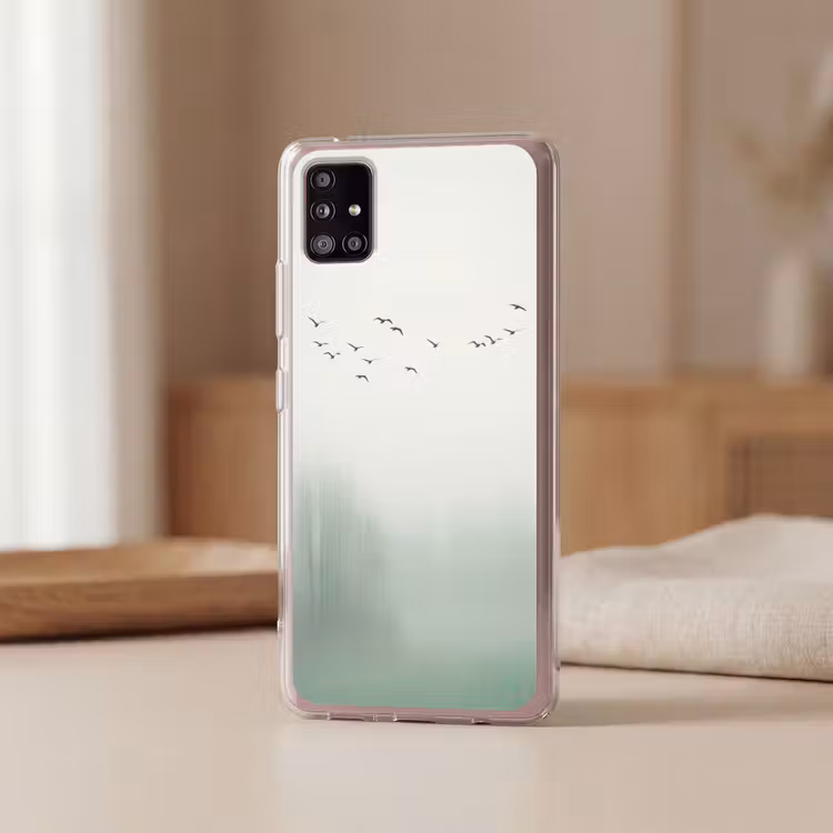 Vogel - Vlucht - Natuur - Minimalistisch Telefoonhoesje Samsung Galaxy A51 5G klein -sfeer2