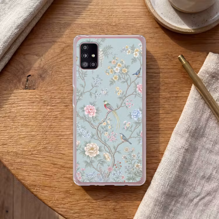Vogel - Bloemen - Kleurrijk Telefoonhoesje Samsung Galaxy A51 5G klein -sfeer1