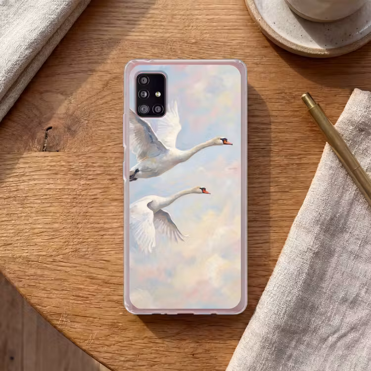 Vogel - Vliegend - Lucht - Modern - Pastel Telefoonhoesje Samsung Galaxy A51 5G klein -sfeer1
