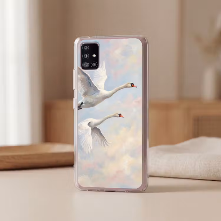 Vogel - Vliegend - Lucht - Modern - Pastel Telefoonhoesje Samsung Galaxy A51 5G klein -sfeer2