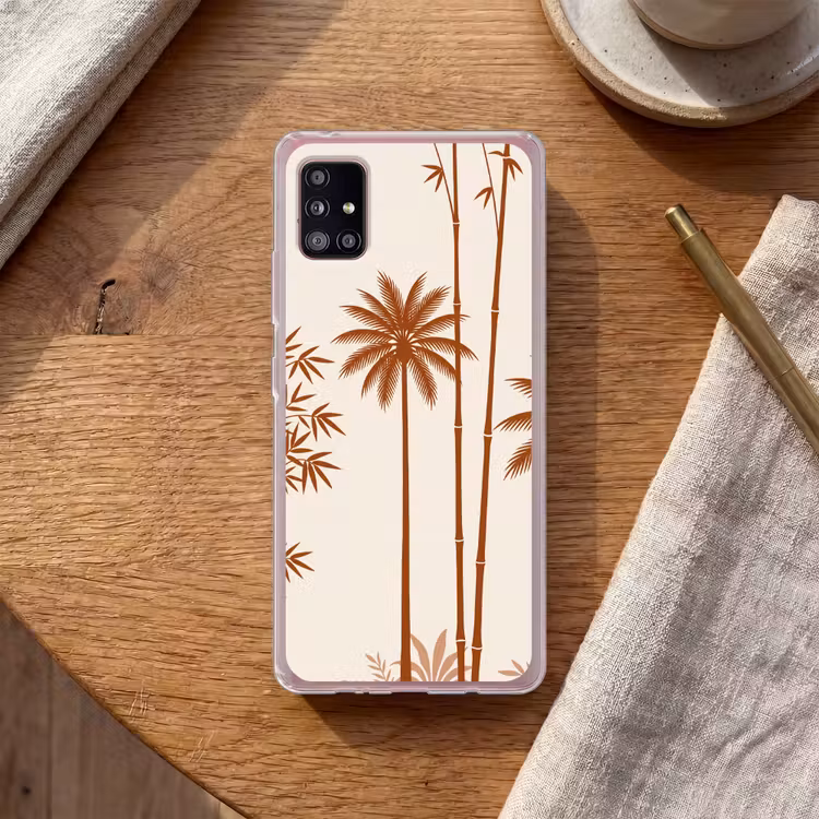 Vogel - Boom - Tropisch - Minimalistisch - Bruin Telefoonhoesje Samsung Galaxy A51 5G klein -sfeer1