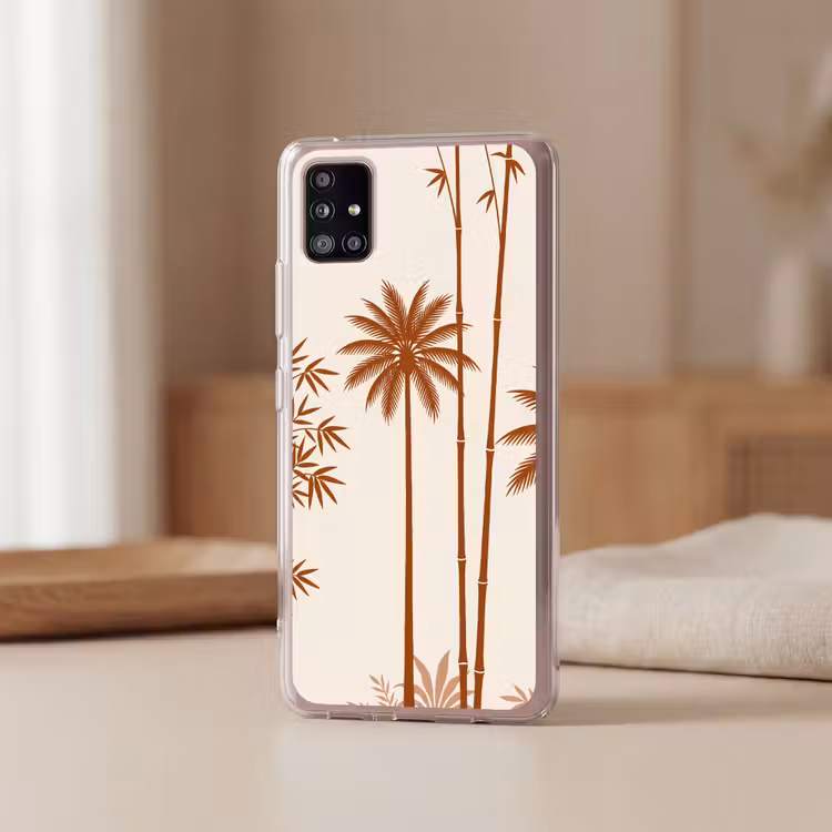 Vogel - Boom - Tropisch - Minimalistisch - Bruin Telefoonhoesje Samsung Galaxy A51 5G klein -sfeer2
