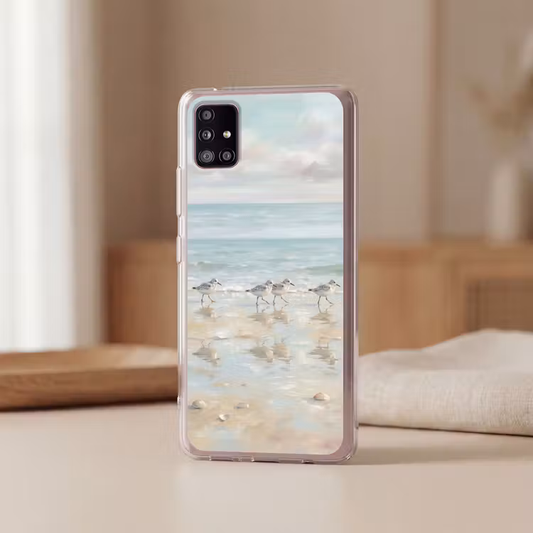 Vogels - Strand - Zee Telefoonhoesje Samsung Galaxy A51 5G klein -sfeer2