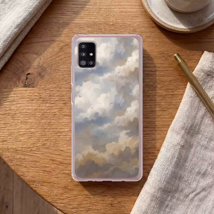Vogel - Wolken - Natuur - Modern - Grijs Telefoonhoesje Samsung Galaxy A51 5G klein -sfeer1