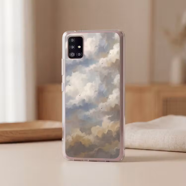 Vogel - Wolken - Natuur - Modern - Grijs Telefoonhoesje Samsung Galaxy A51 5G klein -sfeer2