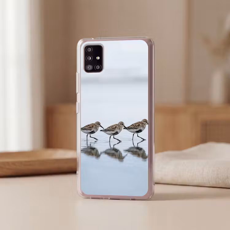 Vogels - Water - Grijs Telefoonhoesje Samsung Galaxy A51 5G klein -sfeer2