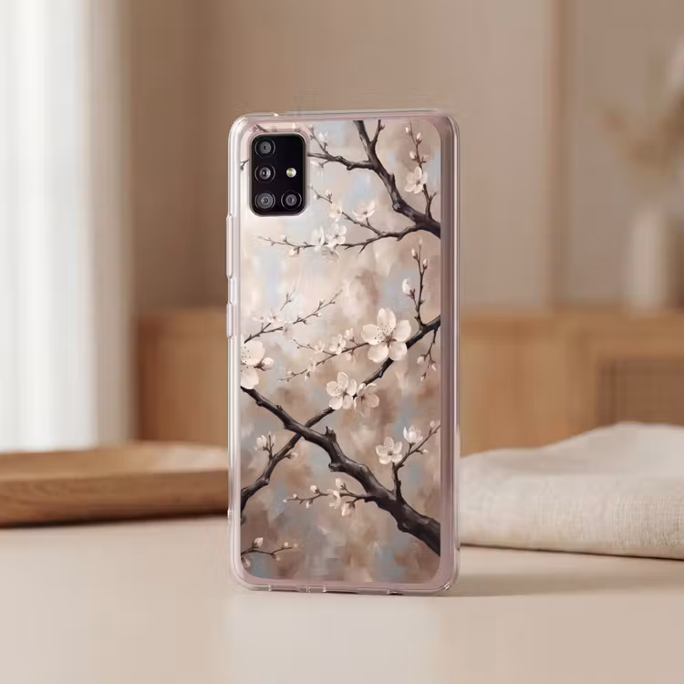 Bloesem - Takken - Schilderij - Beige - Serene Telefoonhoesje Samsung Galaxy A51 5G klein -sfeer2