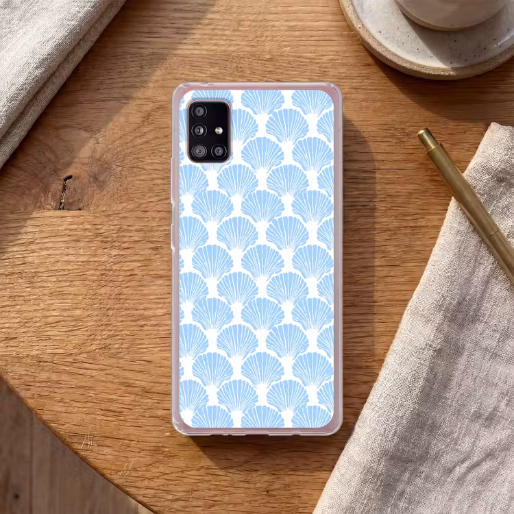Blauw - Wit - Schelpen - Grafisch - Structuur Telefoonhoesje Samsung Galaxy A51 5G klein 373 -sfeer1