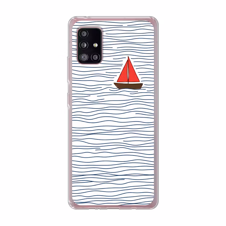Boot - Water - Rood - Illustratie - Minimalistisch Telefoonhoesje Samsung Galaxy A51 5G klein -3d