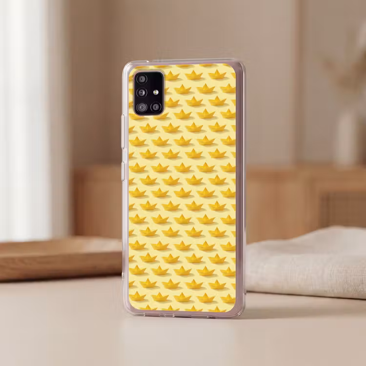Bootjes - Origami - Creatief - Geel Telefoonhoesje Samsung Galaxy A51 5G klein 373 -sfeer2