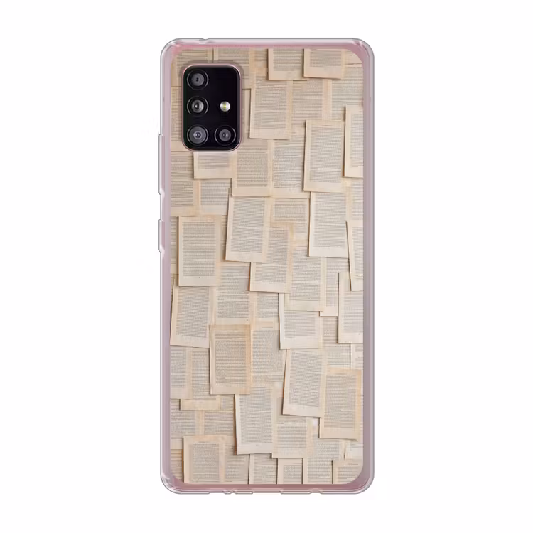 Boekpagina - Collage - Literatuur - Vintage - Beige Telefoonhoesje Samsung Galaxy A51 5G klein -3d