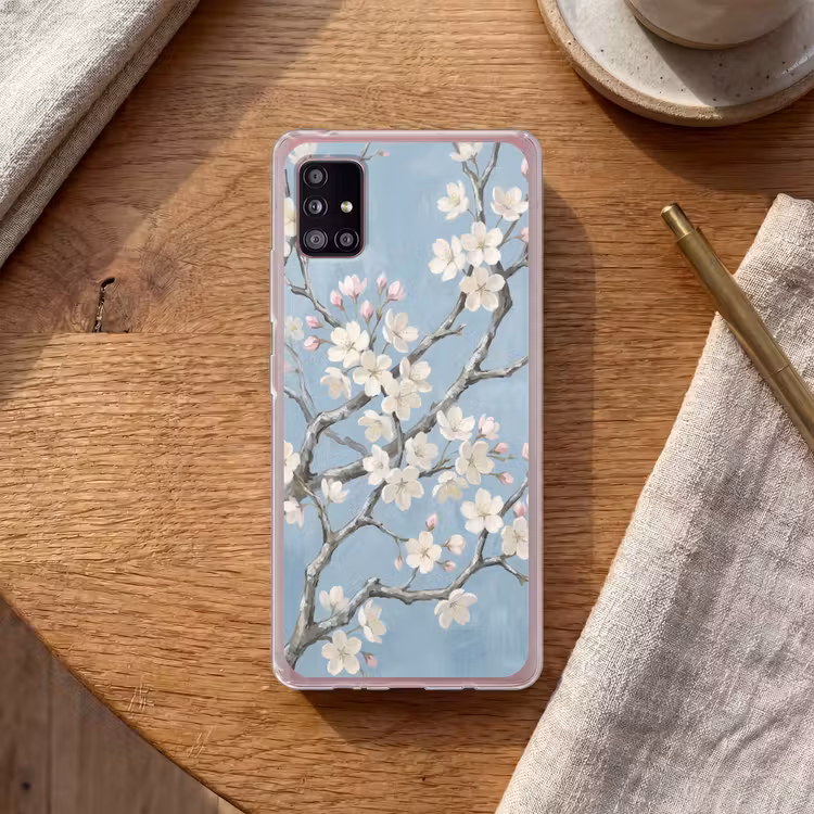Takken - Kersenbloesem - Blauw Telefoonhoesje Samsung Galaxy A51 5G klein -sfeer1