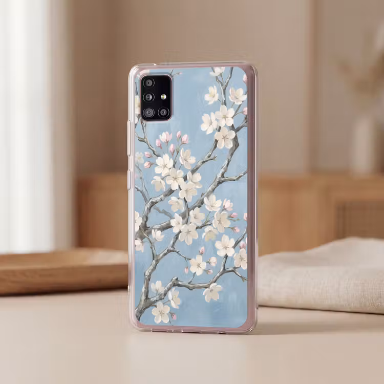 Takken - Kersenbloesem - Blauw Telefoonhoesje Samsung Galaxy A51 5G klein -sfeer2