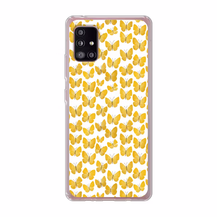 Vlinders - Botanisch - Illustratie - Geel - Wit Telefoonhoesje Samsung Galaxy A51 5G klein 373 -3d
