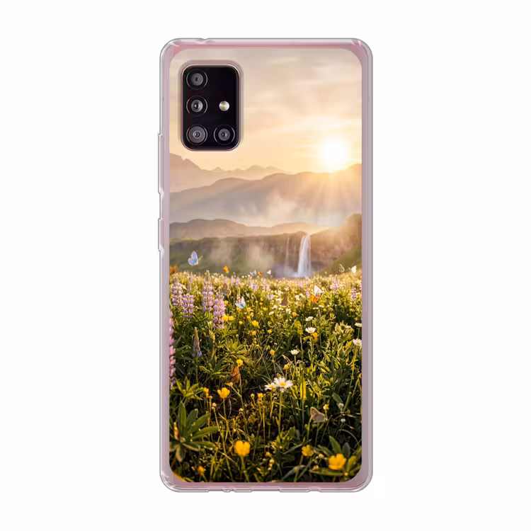 Vlinders - Waterval - Bloemenveld Telefoonhoesje Samsung Galaxy A51 5G klein -3d