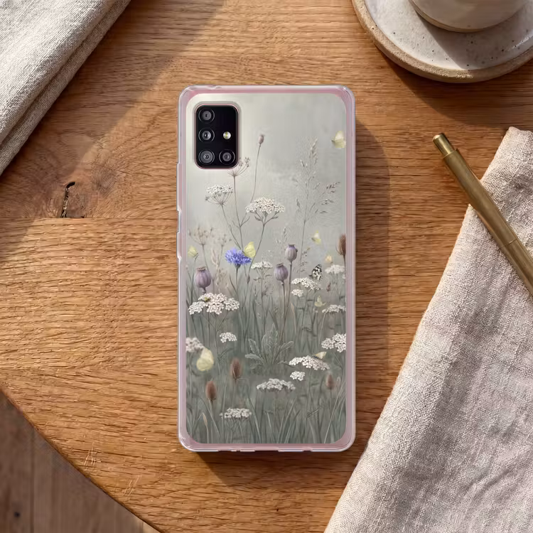 Vlinders - Wildbloemen - Illustratie - Kleurrijk Telefoonhoesje Samsung Galaxy A51 5G klein -sfeer1