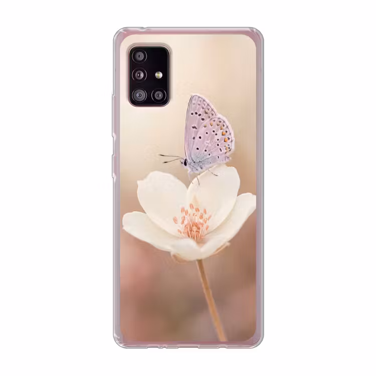 Vlinder - Bloem - Blauw Telefoonhoesje Samsung Galaxy A51 5G klein -3d