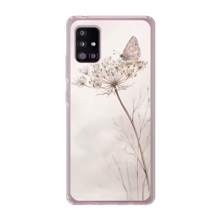 Vlinder - Bloem -Natuur - Beige Telefoonhoesje Samsung Galaxy A51 5G klein -3d