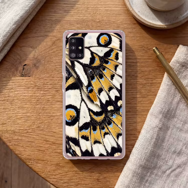Vlinder - Vleugel - Geel Telefoonhoesje Samsung Galaxy A51 5G klein -sfeer1