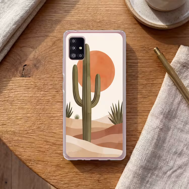 Cactus - Duinen - Modern - Landschap - Groen Telefoonhoesje Samsung Galaxy A51 5G klein -sfeer1