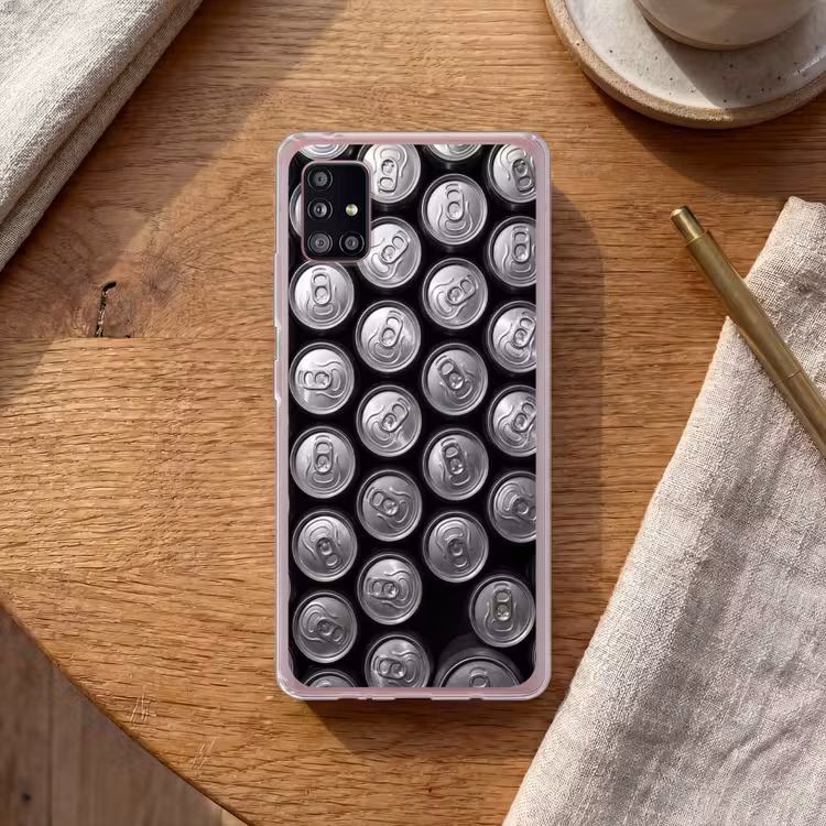 Blikjes - Aluminium - Patroon - Industrieel - Zilver Telefoonhoesje Samsung Galaxy A51 5G klein -sfeer1