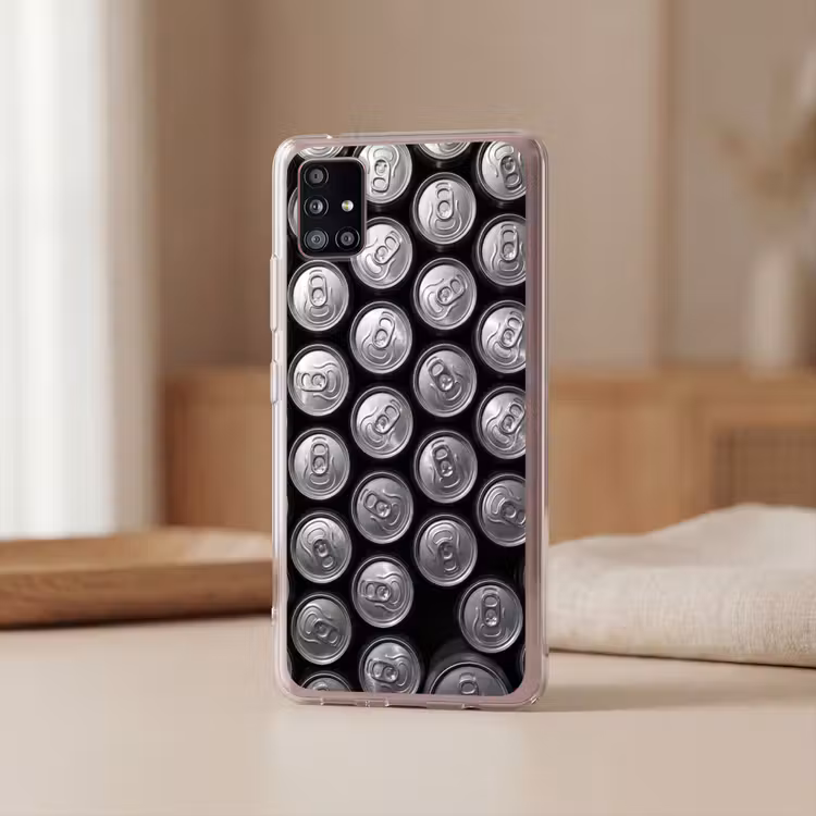 Blikjes - Aluminium - Patroon - Industrieel - Zilver Telefoonhoesje Samsung Galaxy A51 5G klein -sfeer2