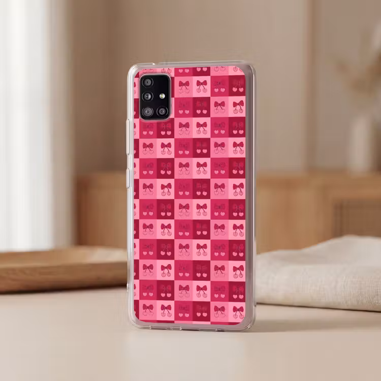 Kersen - Strikjes - Speels - Roze - Bordeaux Telefoonhoesje Samsung Galaxy A51 5G klein 373 -sfeer2