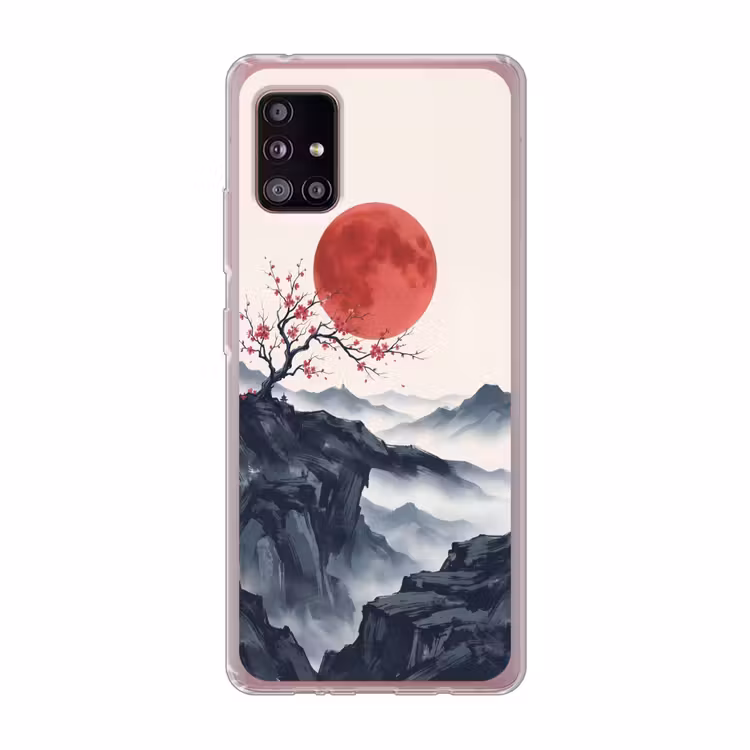Kersenbloesem - Oosters - Rood Telefoonhoesje Samsung Galaxy A51 5G klein -3d