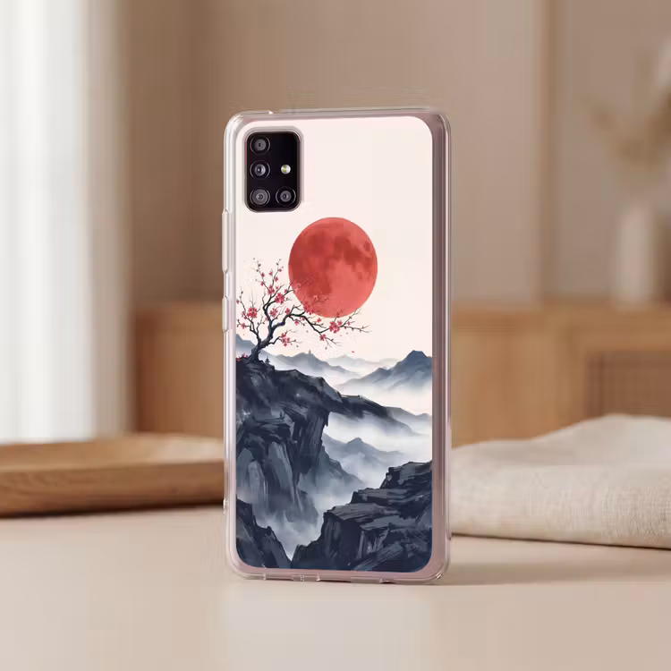 Kersenbloesem - Oosters - Rood Telefoonhoesje Samsung Galaxy A51 5G klein -sfeer2