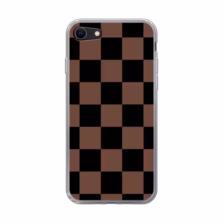 Schaakbord print - Bruin - Zwart - Blokjes Telefoonhoesje iPhone 7 klein -3d