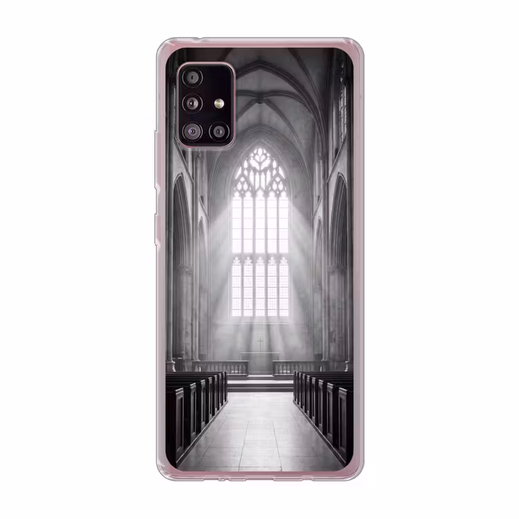 Kerk - Interieur - Lichtstralen - Architectuur - Klassiek Telefoonhoesje Samsung Galaxy A51 5G klein -3d