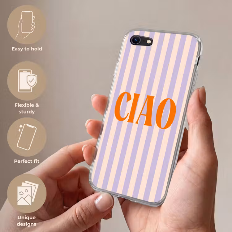Ciao - Quote - Pastel - Strepen Telefoonhoesje iPhone 7 klein -sfeer3_EN