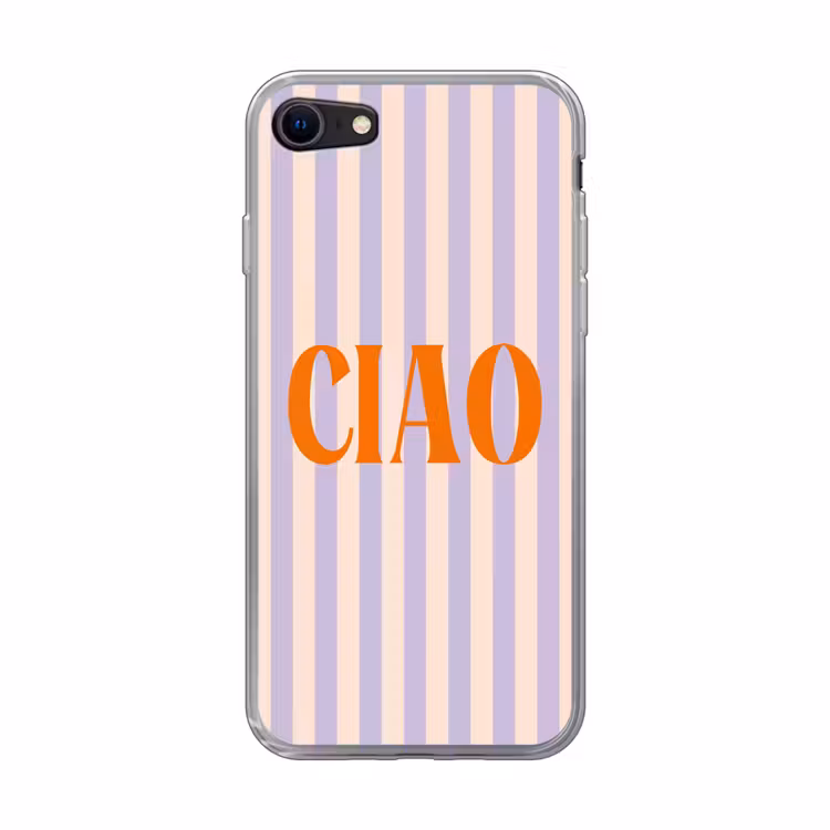 Ciao - Quote - Pastel - Strepen Telefoonhoesje iPhone 7 klein -3d