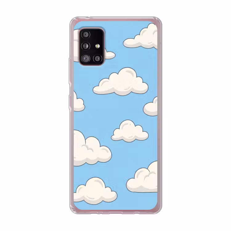 Wolk - Cartoon - Lucht - Blauw - Wit Telefoonhoesje Samsung Galaxy A51 5G klein -3d