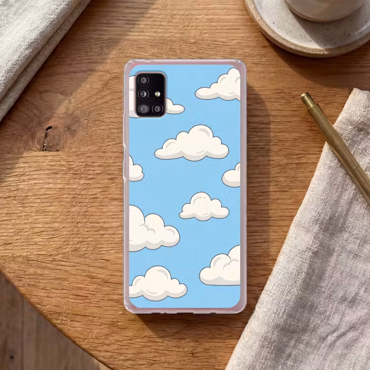 Wolk - Cartoon - Lucht - Blauw - Wit Telefoonhoesje Samsung Galaxy A51 5G klein -sfeer1