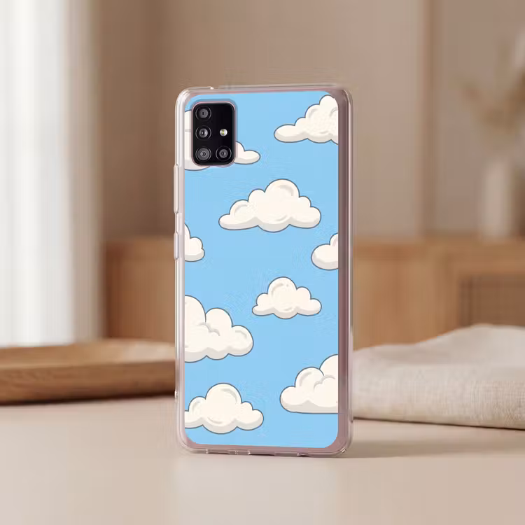 Wolk - Cartoon - Lucht - Blauw - Wit Telefoonhoesje Samsung Galaxy A51 5G klein -sfeer2