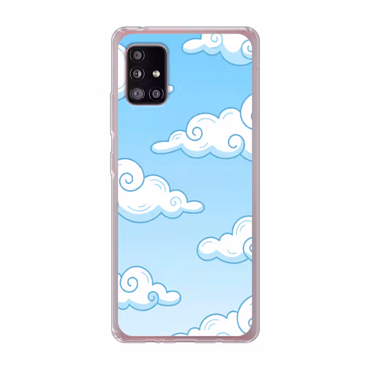 Wolk - Lucht - Cartoon - Blauw - Wit Telefoonhoesje Samsung Galaxy A51 5G klein -3d