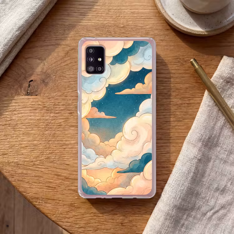 Wolk - Lucht - Natuur - Illustratief - Oranje Telefoonhoesje Samsung Galaxy A51 5G klein -sfeer1