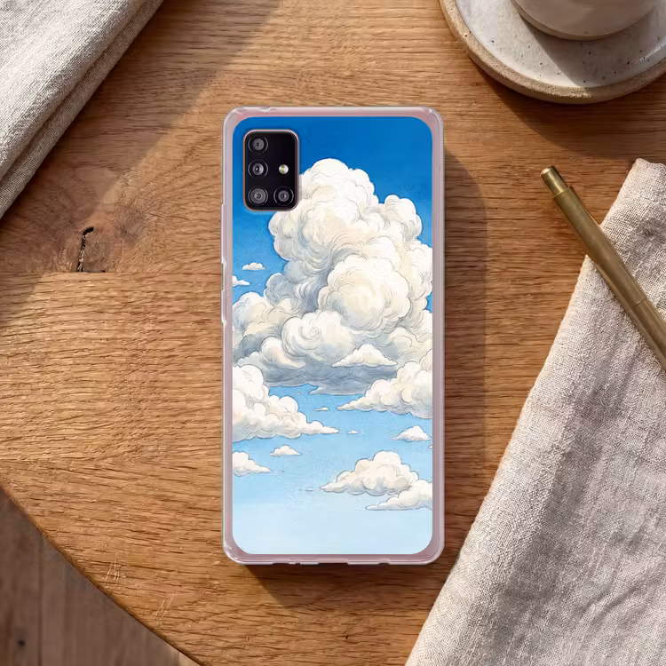 Wolken - Blauwe lucht - Natuur - Modern - Wit Telefoonhoesje Samsung Galaxy A51 5G klein -sfeer1