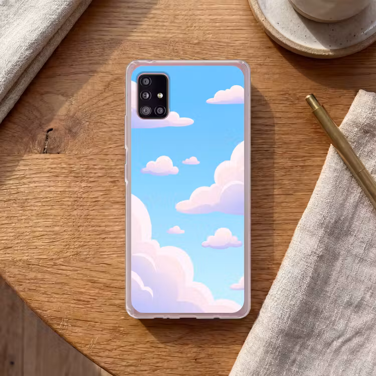 Wolken - Roze - Blauw - Natuur - Modern Telefoonhoesje Samsung Galaxy A51 5G klein -sfeer1