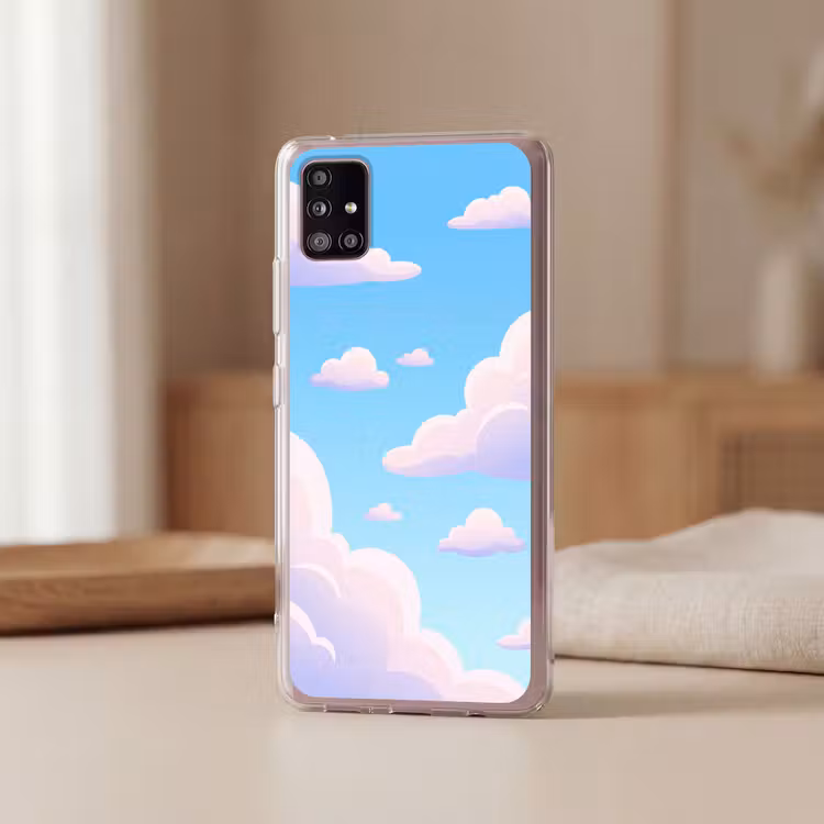 Wolken - Roze - Blauw - Natuur - Modern Telefoonhoesje Samsung Galaxy A51 5G klein -sfeer2