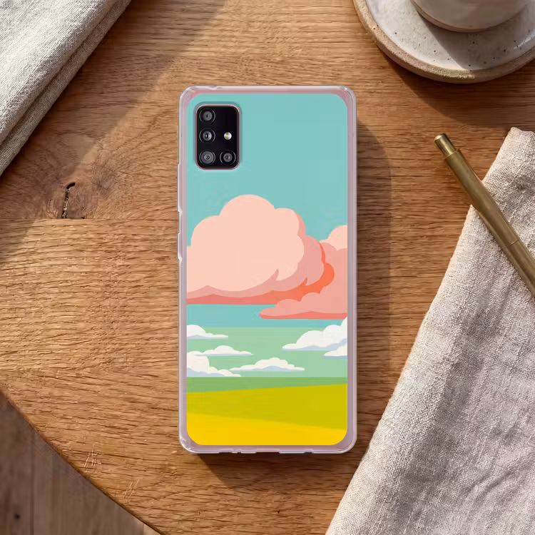 Wolken - Roze - Natuur - Modern - Pastel Telefoonhoesje Samsung Galaxy A51 5G klein -sfeer1