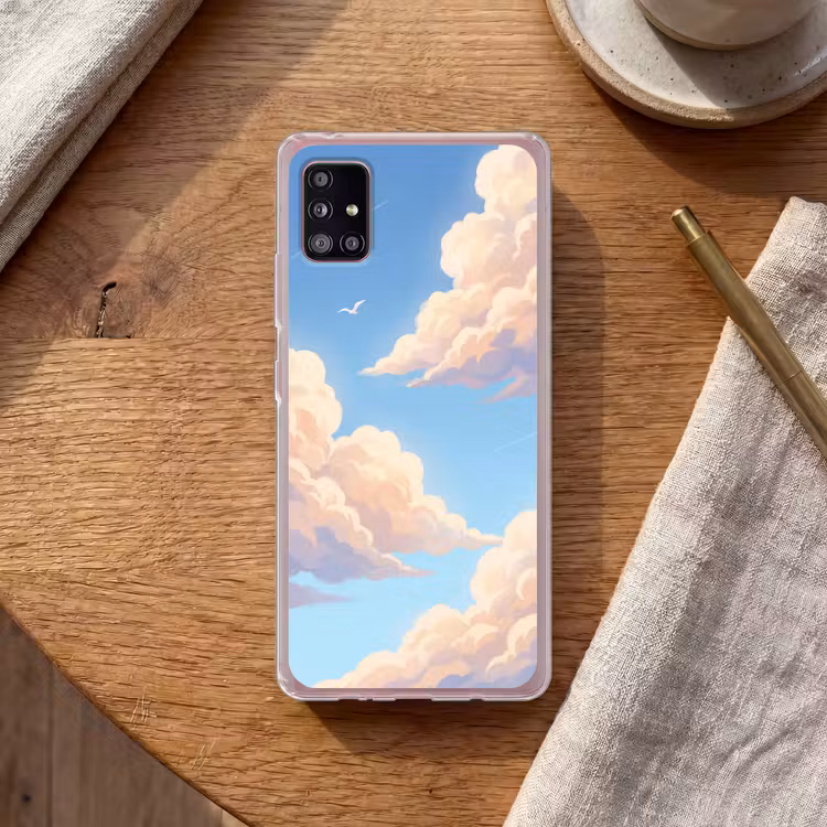 Wolken - Lucht - Natuur - Blauw Telefoonhoesje Samsung Galaxy A51 5G klein -sfeer1